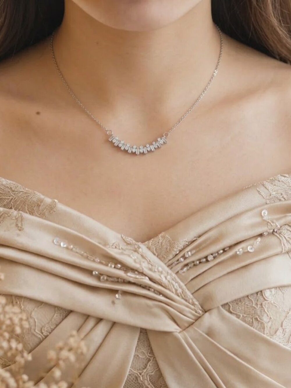 Luxe Geometric Cubic Zirconia Necklace-Sterling Silver